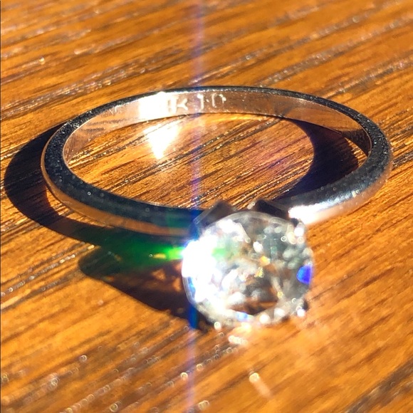 Vintage Uncas Vanderbilt Silver Tone round simulated diamond CZ Solitaire SZ 10 - Picture 10 of 14